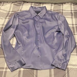 Ann Taylor Periwinkle Blue Satin Stretch Blouse Size 12